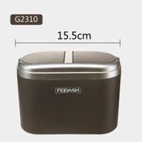 敬平车载垃圾桶车上用挂式汽车用品有翻盖车内迷你小垃圾桶收纳储物箱 银色 车载双盖 平