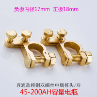 敬平电瓶桩头卡子纯铜加厚汽车蓄电池头电瓶接线端子夹电瓶柱接头夹子 普通款纯铜双螺丝(对装) 平电瓶线