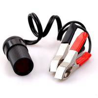 敬平汽车载用点烟器插头转电瓶夹子 鳄鱼夹转换线 风扇电源转换器 加粗电瓶夹[45CM线长] 平电瓶线