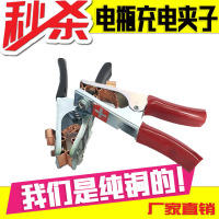 敬平电瓶夹子纯铜汽车蓄电池搭火连接线夹子充电器卡鳄鱼夹加厚 纯铜加厚加导电铜条(正负一对) 平电瓶线