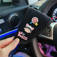 敬平创意车载可爱轩档套汽车通用排挡套卡通车内保暖短毛绒手刹档把套 小丸子棒棒糖档把套毛绒黑 平排档/手刹套换挡手刹套