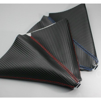 敬平汽车改装通用档把防尘罩排挡挂档套档位套皮变速杆换挡罩档把套 碳纤皮[蓝线] 平排档/手刹套换挡手刹套