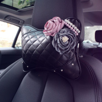 敬平时尚原创蔷薇花汽车内饰套装手刹套排挡套安全带护肩套扶手箱垫女 头枕[单个] 平