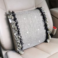 敬平卡通汽车内饰装饰女档位套安全带护肩套扶手箱垫遮阳板cd夹漂亮夏 记忆棉腰靠1个 平