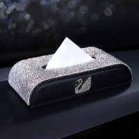 敬平汽车手刹排挡套安全带护肩套镶钻头枕护颈枕靠枕抱枕套装套饰女士 [纸巾盒]1个 平