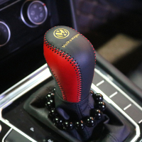 敬平档把套皮19款迈腾速腾朗逸pl宝来帕萨特CC途岳排挡套大众档杆套 拼色红皮带标 平排档/手刹套换挡手刹套