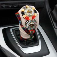 敬平汽车装饰漂亮内饰档位套汽车挂挡保护套自动手动手动档把头套饰品 米色 平排档/手刹套换挡手刹套