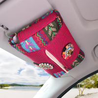 敬平汽车内饰装饰安全带护肩套档位套遮阳板装饰后视镜套民族风格酒红 遮阳板纸巾盒1个 平排档/手刹套换挡手刹套