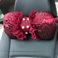 敬平安全带护肩套车内装饰女汽车用品五件套手刹挡把套后视镜套饰套装 头枕1对 平排档/手刹套换挡手刹套