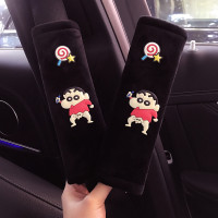 敬平汽车内饰套装女装饰手刹档位套排挡后视镜套扶手箱垫安全带护肩套 棒糖蜡笔黑绒[安全带]对装 平