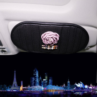 敬平汽车方向盘套通用内饰装饰套装排挡档把套后视镜套手刹套装饰女 遮阳板cd夹1个 平