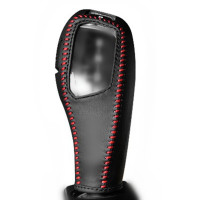 敬平适用X1 3系 5系GTX3 X5 X6 电子档皮 排档套档位套挡把杆套 黑皮红线 平排档/手刹套换挡手刹套