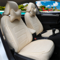 敬平四季通用亚麻坐垫福特新福克斯经典福睿斯嘉年华翼博汽车座套全包 升级棉麻米色 平