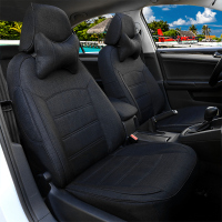 敬平四季通用亚麻坐垫福特新福克斯经典福睿斯嘉年华翼博汽车座套全包 升级棉麻黑色 平