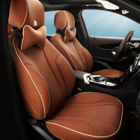 敬平汽车座套夏季全包围奥迪宝马大众迈锐宝专用坐垫四季通用 乐翼-棕色(5座)(仅座垫,不含头枕) 平