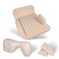 敬平车载充气床汽车用品中后排轿车睡觉车内旅行儿童通用充气垫床 占两座植绒米色+护头档 平