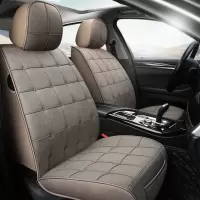 敬平丰田RAV4卡罗拉凯美瑞皇冠夏天布艺汽车坐垫四季通用亚麻全包座套 方形温馨米-标准版 平