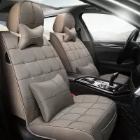 敬平丰田RAV4卡罗拉凯美瑞皇冠夏天布艺汽车坐垫四季通用亚麻全包座套 方形温馨米-豪华版 平