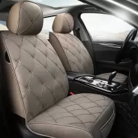 敬平丰田RAV4卡罗拉凯美瑞皇冠夏天布艺汽车坐垫四季通用亚麻全包座套 菱形温馨米-标准版 平