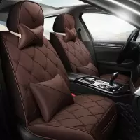 敬平丰田RAV4卡罗拉凯美瑞皇冠夏天布艺汽车坐垫四季通用亚麻全包座套 菱形魅力咖-豪华版 平