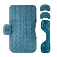 敬平车载充气床汽车后排睡垫轿车SUV通用成人旅行车中床儿童睡觉 亲肤S波浪纹墨绿色--长墩 送车载充气泵 平