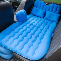 敬平适用日产轩逸天籁骐达蓝鸟车载充气床垫汽车后排座车内旅行床睡垫 [护头档+波浪纹]植绒+漏气包换+豪华款-蓝色 平