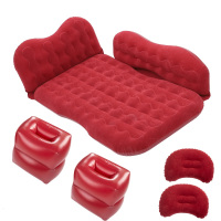 敬平车载充气床车床垫车内后排座气垫床自驾游汽车旅行床儿童睡觉 [大双档+波浪纹]亲肤植绒(漏气包换)+超豪款-酒红 