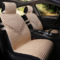 敬平2020新款纯手编冰丝汽车坐垫夏季凉垫夏天透气车垫子四季通用座套 君临天下-米色 平
