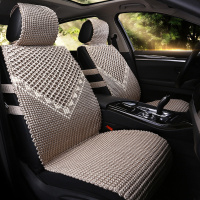 敬平2020新款纯手编冰丝汽车坐垫夏季凉垫夏天透气车垫子四季通用座套 君临天下-卡其色 平