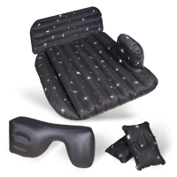 敬平新款儿童后排后座车内用睡觉床车载床垫子小旅行车中床 占两座儿童床星空黑色+护头档 平气垫床