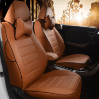 敬平汽车座垫套18款19新款包围四季通用仿皮定制做pu包专用座套 卡宴棕色 棕色大气 平