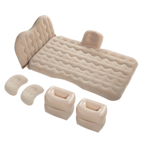 敬平车载充气床汽车中后排睡垫旅行床气垫床轿车SUV车内后座睡觉床垫 豪华款米色带儿童档送2个头枕+脚垫+护头档+充气工 