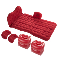 敬平车载充气床汽车中后排睡垫旅行床气垫床轿车SUV车内后座睡觉床垫 豪华款红色带儿童档送2个头枕+脚垫+护头档+充气工 