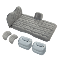 敬平车载充气床轿车后排座折叠旅行床SUV汽车睡觉自驾游睡垫气垫 [护头挡植绒]防磕碰+灰色 平