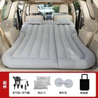 敬平车载充气床车中床后备箱后排多功能睡垫气床自驾游汽车旅行床 舒适款6口灰色植绒床丨约175长 四六分丨送车泵 平