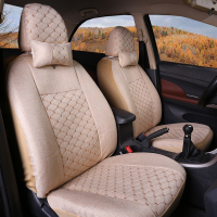 敬平新老款奇瑞瑞虎艾瑞泽QQE5E3风云汽车全包围座套四季通用布艺坐垫 全亚麻米色 平