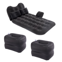 敬平车载充气床车用后座睡垫汽车后排睡觉旅行床垫轿车SUV车内气垫床 多功能护头档储物墩植绒黑色 平