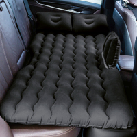 敬平车载充气床轿车车内后排旅行床车上睡觉汽车通用后座充气床垫 黑色有挡植绒款+头枕+储物墩 平