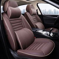 敬平本田crv专用汽车坐垫飞度xrv缤智思域凌派包座套四季通用座椅套 皮咖色+记忆棉头枕枕腰靠 平