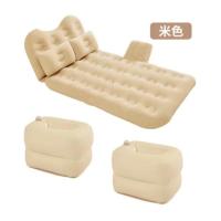 敬平车载充气床汽车用品旅行床垫 后排睡觉床小轿车后座SUV睡垫气垫床 多功能护头档储物墩植绒米色 平