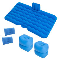 敬平吉利帝豪专用车载充气床垫汽车后排充气床后座休息床旅行床睡觉垫 [植绒面料]波浪纹-蓝色 平