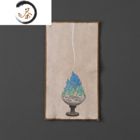 HAOYANGDAO小茶巾茶席桌布吸水加厚日式茶布禅意抹布棉麻功夫茶具茶道茶具 印画茶巾—香炉款