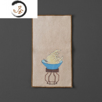 HAOYANGDAO小茶巾茶席桌布吸水加厚日式茶布禅意抹布棉麻功夫茶具茶道茶具 印画茶巾—佛手款