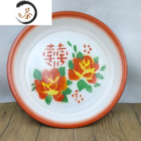 HAOYANGDAO老式搪瓷茶盘子家用菜盘大盘鸡盘鱼盘托盘铁盘瓷盘婚庆茶具专用盘茶具 32cm随机花