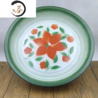 HAOYANGDAO老式搪瓷茶盘子家用菜盘大盘鸡盘鱼盘托盘铁盘瓷盘婚庆茶具专用盘茶具 36cm果绿随机花