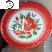 HAOYANGDAO老式搪瓷茶盘子家用菜盘大盘鸡盘鱼盘托盘铁盘瓷盘婚庆茶具专用盘茶具 50cm随机花
