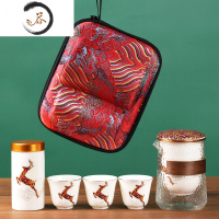 HAOYANGDAO快客杯旅行茶具单人套装便携包小套一壶三杯户外泡茶玻璃茶壶茶杯