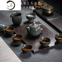 HAOYANGDAO龙泉青瓷功夫茶具套装手工盖碗茶杯茶壶整套铁胎冰裂陶瓷泡茶家用