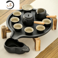 HAOYANGDAO茶盘家用紫砂茶具套装简约储水式陶瓷圆形茶盘小茶台茶托石磨茶盘