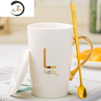 HAOYANGDAOins办公室喝水杯子高级感陶瓷马克杯带盖勺男女情侣家用咖啡茶杯